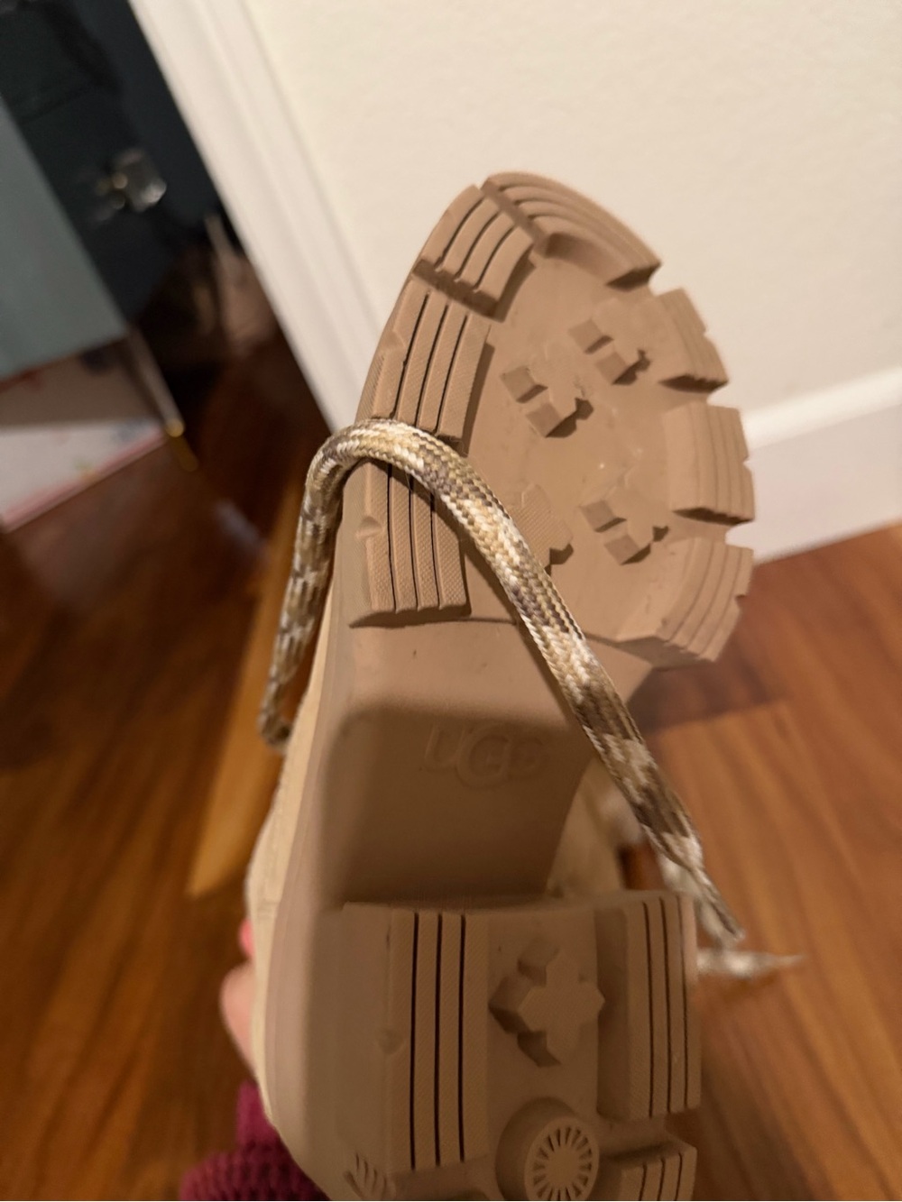 UGG Chunky Lace-Up Heeled Ankle Boots in Tan - Picture 5 of 6
